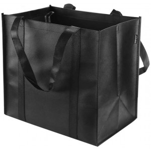 Reusable Grocery Tote Bags (6 Pack, Black) - Hold 44+ lbs - Large and Durable, Heavy Duty Shopping Totes - Grocery Bag with Reinforced Handles, Thick Plastic Support Bottom (Type 1)