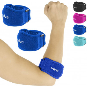 Vive Tennis Elbow Brace (Pair) - Rheumatoid Arthritis Strap For Bursitis, Golfers, Lateral and Medial Epicondylitis, Tendinitis - Padded Compression Arm Support Band - Adjustable Forearm Pain Relief