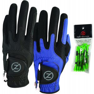 Zero Friction Men's Compression-Fit Synthetic Golf Glove (2 Pack), Universal Fit One Size
