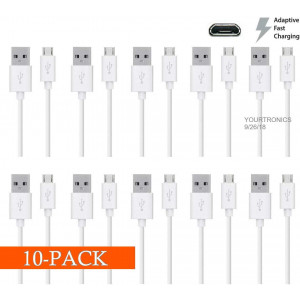 Pack of 10 Quick Charge Micro USB Cable Rapid Charging Sync Cord Fast Charger for Samsung Galaxy S7 Edge S6 S4 J8 J7 Prime Pro Note 5 4 2 LG V10 G4 G3 Stylo Stylus 2 3 Plus HTC One Bulk Wholesale 10x