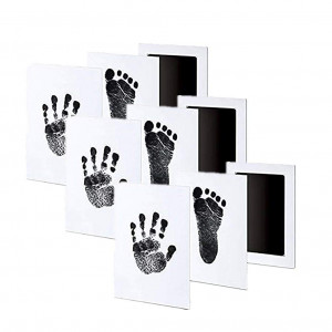 3 Pack Premium No-Mess Ink Baby Footprint and Handprint Ink Pad Safe and Non-Toxic Ink Perfect New Baby (Black)