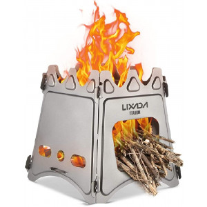 Lixada Camping Stove Portable Folding Stainless Steel Stove Wood Burning Stove Lightweight,Compact,Durable for Outdoor Backpacking Hiking Traveling Picnic BBQ