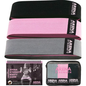 Arena Strength Fabric Booty Bands: Fabric Resistance Bands for Legs and Butt: 3 Pack Set. Perfect Workout Hip Band Resistance. Workout Program and Carry Case Included....