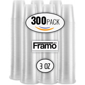 Framo 3 Oz Clear Plastic Cups, Small Disposable Bathroom Mouthwash Cups,(300 count) (Clear, 300)