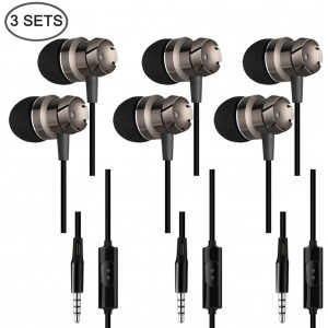 3 Packs Earbud Headphones with Remote and Microphone, SourceTon In Ear Earphone Stereo Sound Noise Isolating Tangle Free for iOS and Android Smartphones, Laptops, Gaming, Fits All 3.5mm Interface Device