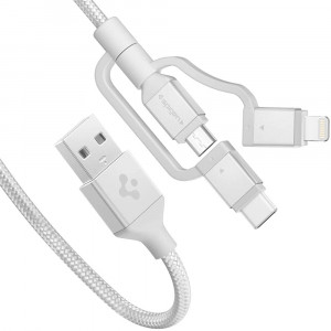 Spigen DuraSync 3 in 1 Universal Charger Cable, Micro USB with Lightning and USB C adapters, 4.9ft Premium Braided Multi Charging Cable for iPhone [MFi Certified], iPad, Galaxy Series, Pixel and More