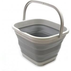 SAMMART 10L (2.6 gallon) Collapsible Rectangular Handy Basket/Bucket (1, Grey)