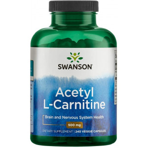 Swanson Acetyl-L-Carnitine Cognitive Health, Nervous System Support, Protection from oxidative Stress, Muscle Health, Workout Enhancer, (from Acetyl-L-carnitine HCl) 500 mg per Capsule 240 Capsules
