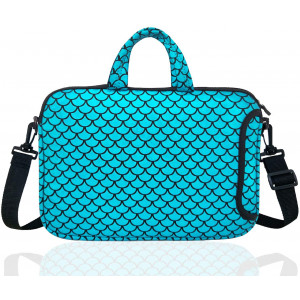 15.6-Inch Laptop Shoulder Carrying Bag Case Sleeve For 14" 15" 15.6 inch Macbook/Notebook/Ultrabook/Chromebook, Mermaid Scale (Blue)