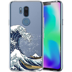 LG G7 ThinQ Case, Unov Clear with Design Soft TPU Shock Absorption Slim Embossed Pattern Protective Back Cover(Great Wave)