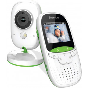 SereneLife USA Video Baby Monitor - Upgraded 850' Wireless Long Range Camera, Night Vision, Temperature Monitoring and Portable 2 Color Screen with Clip - SLBCAM10.5, Green