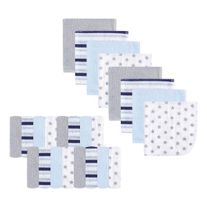 Luvable Friends Unisex Baby Super Soft Bundle Washcloths, Stars Stripes, One Size