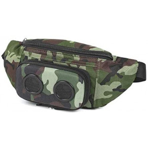 Fannypack with Speakers. Bluetooth Fanny Pack for Parties/Festivals/Raves/Beach/Boats. Rechargeable, Works with iPhone and Android. (Camo, 2021 Edition)