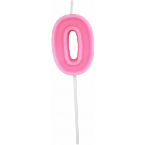Multicolor Happy Birthday Numeral Candles Number 0 Cake Cupcake Topper Decoration for Adults/Kids Theme Party/Wedding/Memorial Day -Pink Number 0