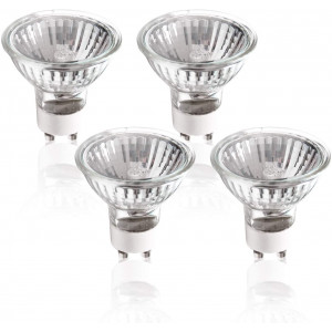 (50% Clearance) (4 Pack) 50W GU10 Halogen Compact Size High Efficiency Flood Light Bulb 50 Watts 120V, Bright Output Soft White, Glass Cover and Dimmable, Warm White for Indoor and Outdoor, APL2185