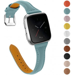 Joyozy Genuine Leather Bands Compatible with Fitbit VersaandFitbit Versa 2 andFitbit Versa SEandNew Fitbit Versa Lite Smartwatch,Replacement for Accessories Fitness Strap Women Men(5.5" - 7.8")
