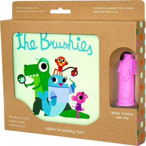 The Brushies Baby and Toddler Toothbrush and Storybook Set, Pinkey The Pig