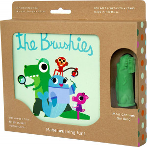 The Brushies Baby and Toddler Toothbrush and Storybook Set, Chomps The Dino