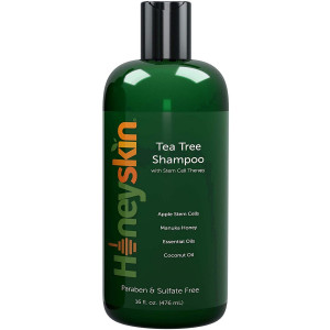 Natural Tea Tree Oil Shampoo - Hydrating Dandruff Hair Loss Itchy and Dry Damaged Scalp Treatment - Paraben and Sulfate Free - Manuka Honey, Coconut Oil and Stem Cells - 16oz