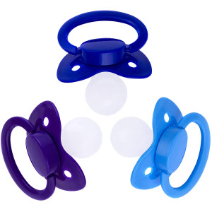 Adult Sized Pacifier ABDL Dummy - for Adult Babies Three Color Pack - Pastel Blue Heaven | Dark Purple Haze | Cool Dark Blue