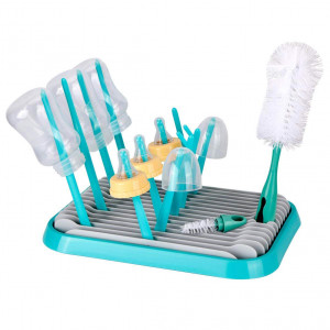 Baby Bottle Drying Rack with Bottle Cleaning Brush Set/Plastic Bag and Bottle Dryer - Drying Rack Saves Money and The Planet Folds for Easy Storage