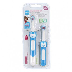 MAM Learn to Brush Set, Baby Toothbrush Set, Boy, 5+ Months, 2-Count