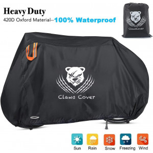 ClawsCover Bikes Covers Waterproof XXL 83" Heavy Duty 420D Oxford Bicycles Cover Accessories with Lock Hole Outdoor All Weather for Mountain Road Electric Beach Cruiser Exercise Hybrid Tricycle Bike