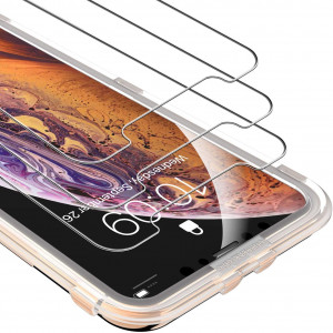 UNBREAKcable Screen Protector for iPhone X/iPhone Xs/iPhone 11 Pro 3-Pack 5.8 inch - 9H Hardness HD Tempered Glass Screen Protector for iPhone X/XS/11 Pro, Bubble-Free, Free Installation Frame