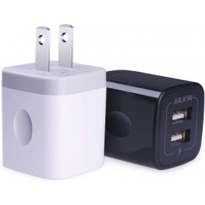 USB Wall Charger, Ailkin 2.1A Dual Port Portable Universal USB Wall Charger Adapter Compatible with iPhone X/8/7/6S/6S Plus, iPad Pro/Air 2/mini2, Galaxy S7/S6/Edge/Plus, Note 5/4, LG, HTC, and More