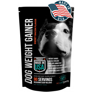 PET CARE Sciences Dog Weight Gain Supplement, Helps Recovery from Injury and Builds Muscle, Multi Benefit, Helps Maintain Healthy Joints, Conditions Skin and Coat. Sweet Bacon Flavor, Made in The USA