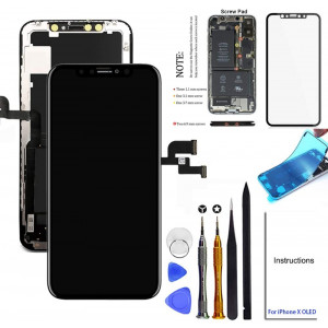for iPhone X Screen Replacement OLED 5.8 inch [NOT LCD] Touch Screen Display Digitizer Repair Kit Assembly with Complete Repair Tools and Screen Protector