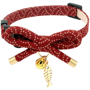 PetSoKoo Bowtie Cat Collar with Bell. Stylish Bowknot with Fish Bone Charm. Safety Breakaway, Light Weight, Soft, Durable.