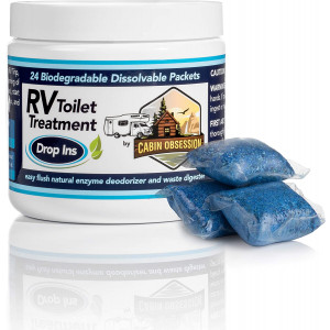 RV Toilet Treatment Drop Ins - 24 Easy Flush Self-Dissolving RV Black Tank Treatment Packets - Eliminate Odors and Break Down Waste Within Your RV Holding Tank