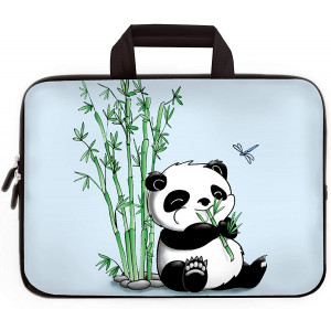 14 15 15.4 15.6 inch Laptop Handle Bag Computer Protect Case Pouch Holder Notebook Sleeve Neoprene Cover Soft Carrying Travel Case for Dell Lenovo Toshiba HP Chromebook ASUS Acer (Bamboo and Panda)