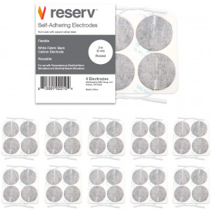 reserv 2" Round Premium Re-Usable Self Adhesive Electrode Pads for TENS/EMS Unit, Fabric Backed Pads with Premium Gel (White Cloth and Latex Free) (40 Electrodes)