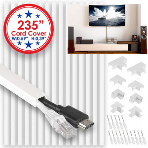 A+ Electric Cord Cover Cable Raceway Cable Concealer Cord Management Kit Wire Cord Hider for 1 Cable Organizer On Wall Paintable Self Adhesive Channel 15x10 mm Total Length 235 Inches