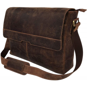 Vintage Computer Leather Laptop Messenger Bags for Men Leather Briefcase Shoulder Bag Man and Women Bag