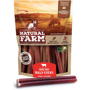 Natural Farm Odor Free Bully Sticks, 100% Beef Chews - Made and Packaged at Our Own Food-Grade  Facility - Fully Digestible High Protein, Low Fat Dental Treats