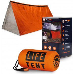 Go Time Gear Life Tent Emergency Survival Shelter  2 Person Emergency Tent  Use As Survival Tent, Emergency Shelter, Tube Tent, Survival Tarp - Includes Survival Whistle and Paracord