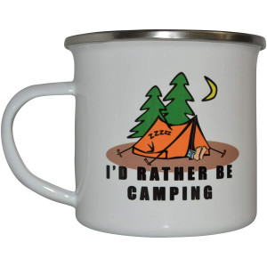 Funny Camp Mug Enamel Camping Coffee Cup Gift I'd Rather Be Camping Camping Gear