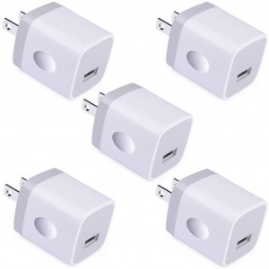 Single USB Port Wall Charger, UorMe 1A/5V Wall Charger Plug USB Power Adapter 5 Pack for Phone X/8/7/6S/6S Plus/6 Plus/6/5S/5,Samsung Galaxy S9/S8/S7 Edge,HTC,Nexus,Moto, BlackBerry and More