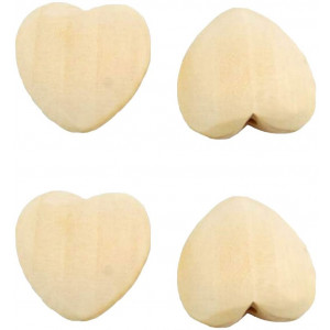 Alenybeby 50pcs Natural Wooden Teether 20mm Unfinished Wood Hearts with Holes Eco-Friendly Wooden Handing Materials DIY Baby Teether Accessories (Heart Beads 50pcs)