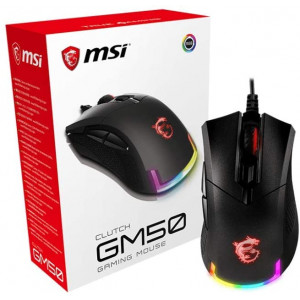 MSI CLUTCHGM50 Gaming USB RGB Adjustable up to 7200 DPI 1ms 6 Buttons Desktop Laptop Gaming Grade  Optical Mouse (Clutch GM50)