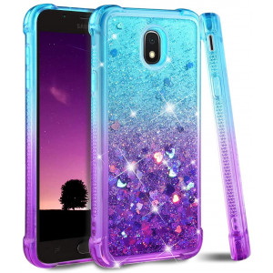 Ruky Galaxy J7 2018 Case,Galaxy J7 Refine Case,Galaxy J7 Star Case,J7 Crown Case,Galaxy J7 V J7V 2nd Gen Case,J7 Aura Case, Glitter Flowing Liquid Phone Case for Samsung Galaxy J7 2018 (Teal Purple)
