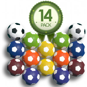 Colonel Pickles Novelties Foosball Table Replacement Foosballs- 14 Pack - 36mm Game Tabletop Size - Multi Colored Tabletop Soccer Balls
