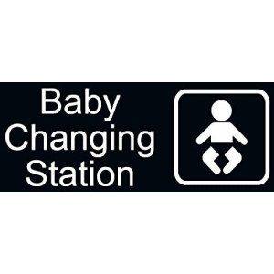 New Baby Changing Station Sign, 8 x 3 in with English and Symbol, Black for Men, Women, Unisex