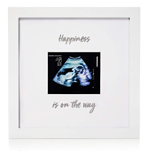 1Dino Pregnancy Announcement Baby Sonogram Keepsake Picture Frame  Large 10x 10 White Natural Wood Photo Frame  Gift Idea for Expecting Parents, Baby Shower Gift, Wall or Desk Nursery Decor