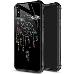 ZHEGAILIAN iPhone Xs MAX Case,9H Tempered Glass iPhone Xs MAX Cases for Girls Womens,Personality Pattern Design Shockproof Anti-Scratch Case for Apple iPhone Xs MAX 6.5 inch Follow Your Dreams
