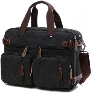 Convertible Laptop Backpack 17.3 Inch Messenger Bag for Men/Women (17.3 Inch, Black)