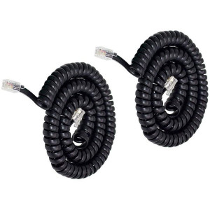 Telephone Phone Handset Cable Cord,Uvital Coiled Length 0.72 to 6 Feet Uncoiled Landline Phone Handset Cable Cord RJ9/RJ10/RJ22 4P4C(Black,2 PCS)